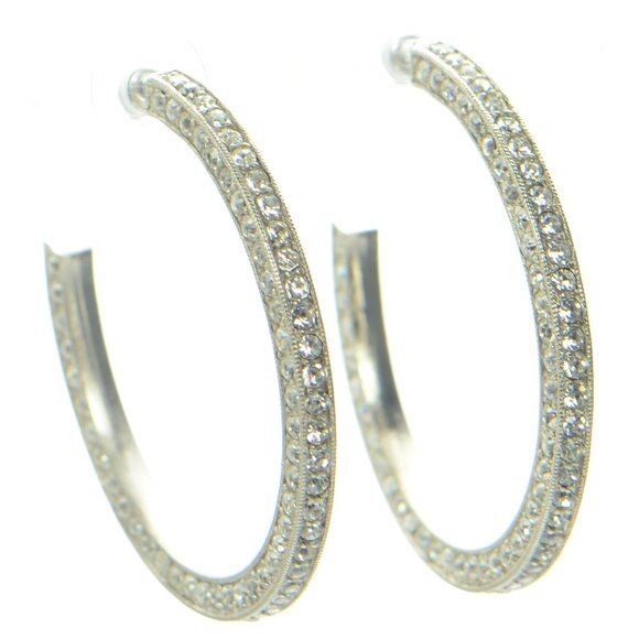 Kenneth Jay Lane KJL Crystal Hoop Earrings - Picture 2 of 4